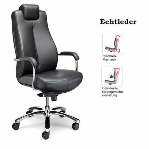 Bürostuhl echt leder schwarz - leder,
